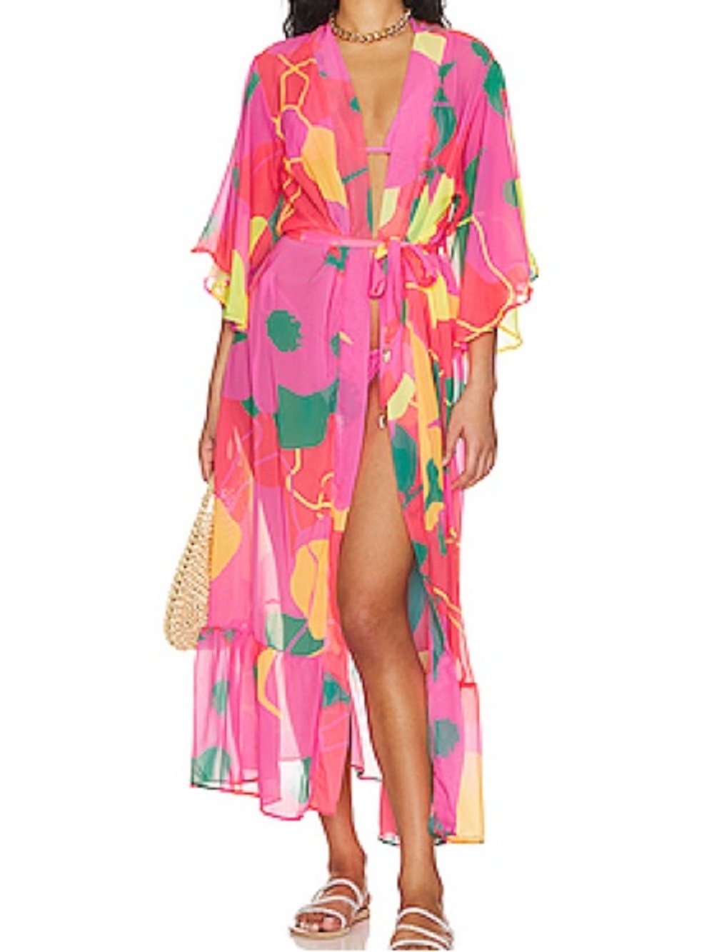 Maaji Pink Multicolor Floral Maxi Swim Cover-Up
